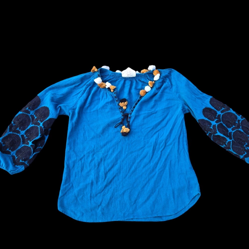 FIGUE Blue Embroidered Women's Blouse
